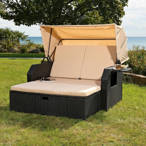 Strandkorb rattan schwarz - rattan,
