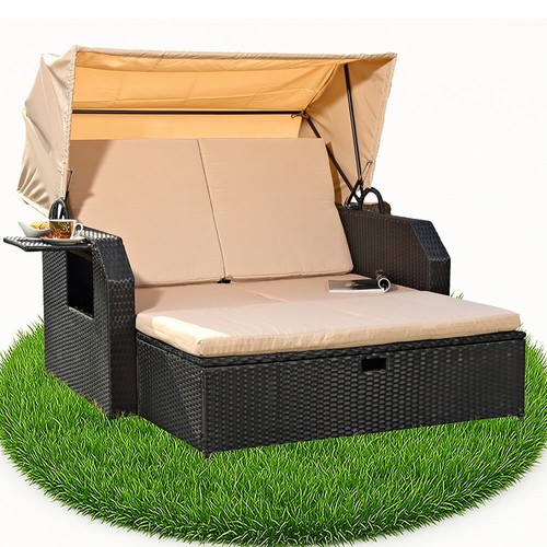 Sonnenliege rattan sonnenbett - sonnenliege,